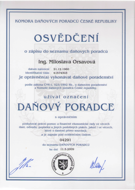 Osvědčení daňového poradce